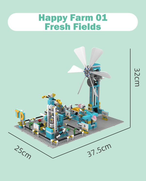 hc17ac73f1a444bd9b2c54efd2ab8e807u Set de construcții electromecanice Makerzoid Happy Farm Fresh Fields